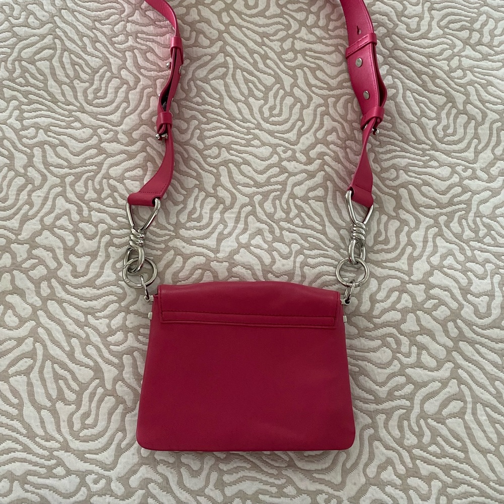 ALLSAINTS HOT PINK MINI SHOULDER BAG WITH 2 STRAPS/CHAIN.DRESS UP OR DRESS DOWN.